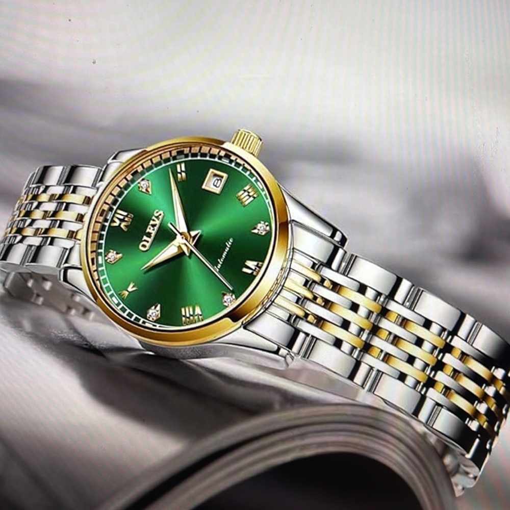 Ladies Olevs Mechanical Watch self winding stainless steel waterproof watch